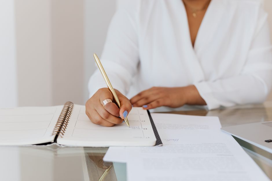Wedding planner working on elegant details