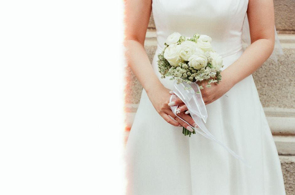 Bride holding a beautiful wedding bouquet