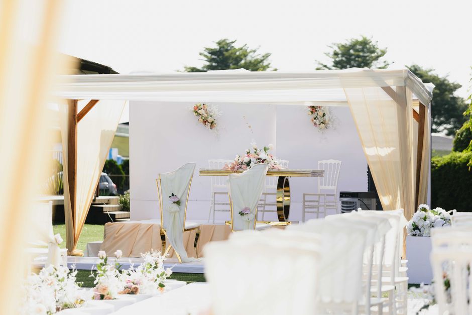 Outdoor wedding ceremony setup